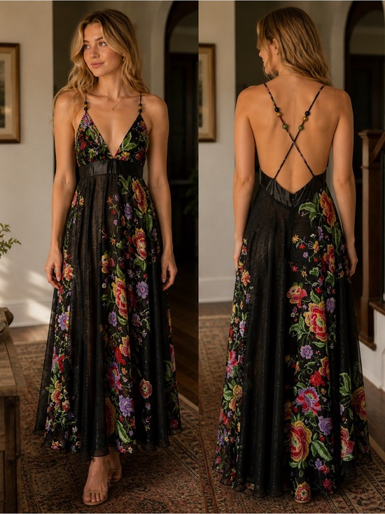 Trisha Fix Dresses & Skirts - 🌸 Tricia Fix Boho Bloom Maxi Gown – Preloved Charm, 🌸 Size Large